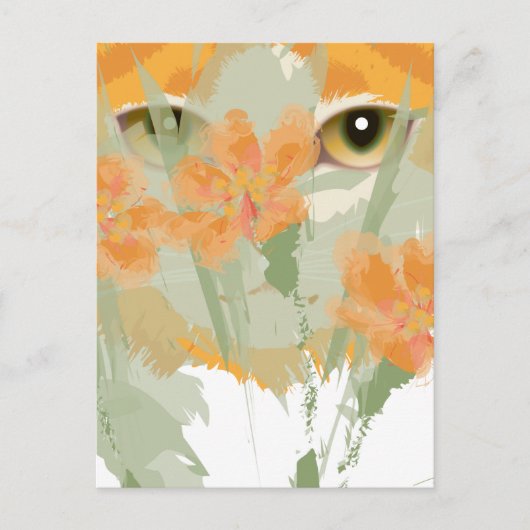 Orange Cat Foliage Peeper Postkarte (Vorderseite)