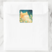 Orange Cat Friedliches Nickerchen Quadratischer Aufkleber (Tasche)