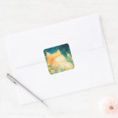 Orange Cat Friedliches Nickerchen Quadratischer Aufkleber (Umschlag)