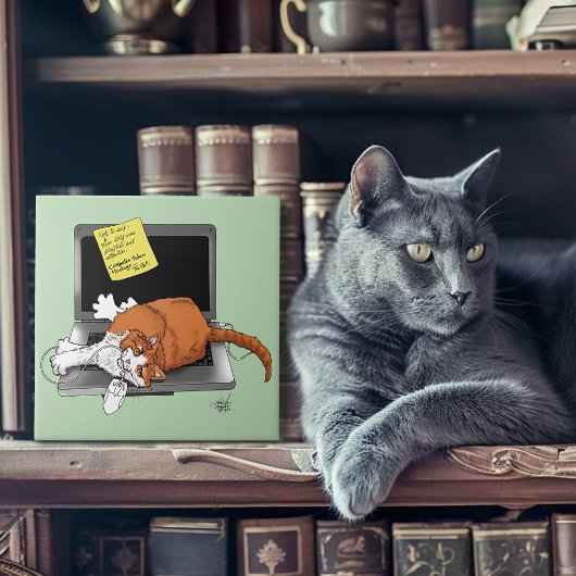 Orange Cat Funny Laptop Fliese