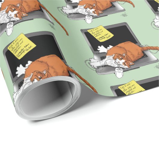Orange Cat Funny Laptop Geschenkpapier (Rolleneckpunkt)
