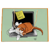 Orange Cat Funny Laptop Große Geschenktüte (Vorderseite)
