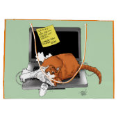 Orange Cat Funny Laptop Große Geschenktüte (Rückseite)