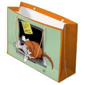 Orange Cat Funny Laptop Große Geschenktüte (Vorderseite Schrägansicht)