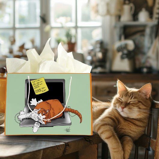 Orange Cat Funny Laptop Große Geschenktüte