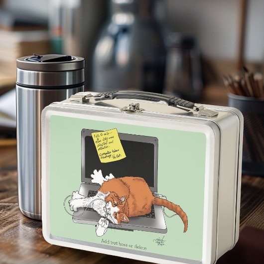 Orange Cat Funny Laptop Metall Brotdose