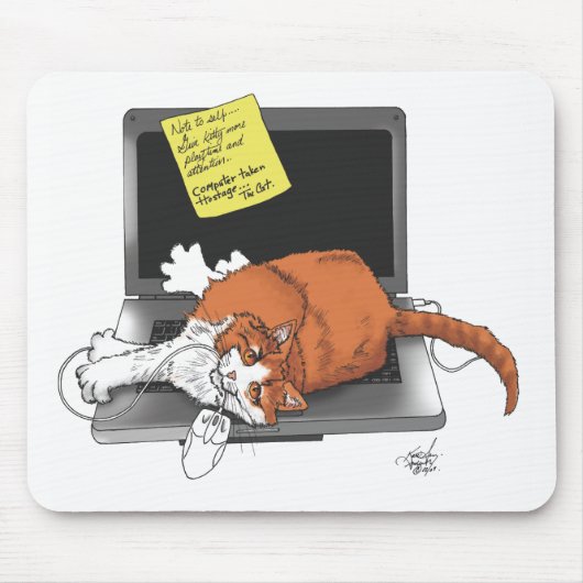 Orange Cat Funny Laptop Mousepad (Vorne)