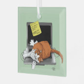 Orange Cat Funny Laptop Ornament Aus Glas (Vorderseite links)