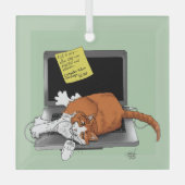 Orange Cat Funny Laptop Ornament Aus Glas (Vorderseite)