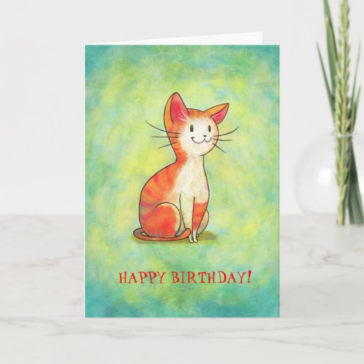 Orange Cat Greeting Card(benutzerdefinierbar) Karte (Vorderseite)