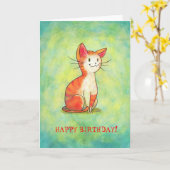 Orange Cat Greeting Card(benutzerdefinierbar) Karte (Gelbe Blume)