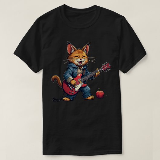 Orange Cat Guitar Player T-Shirt (Design vorne)