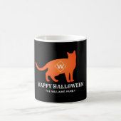 Orange Cat Happy Halloween Familienname Kaffeetasse (Mittel)