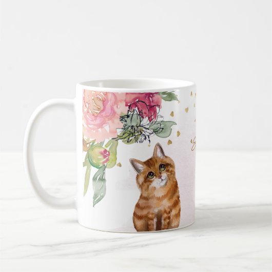 Orange Cat Illustration anpassbar Kaffeetasse (Links)
