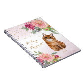 Orange Cat Illustration Blume Girl Daily Diary Notizblock (Rechte Seite)