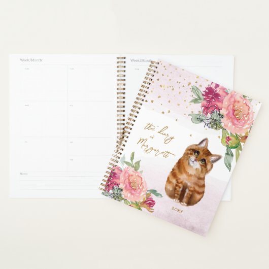 Orange Cat Illustration Blume Girl Daily Diary Planer (Anzeige)