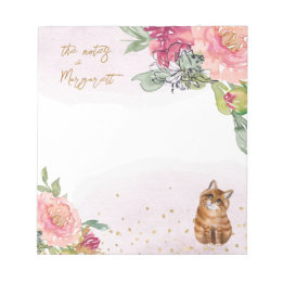 Orange Cat Illustration Girl Daily Notes Notizblock