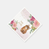 Orange Cat Illustration Happy Birthday Girl Party Serviette (Ecke)