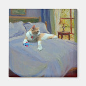 Orange Cat im Bett Magnet (Vorne)