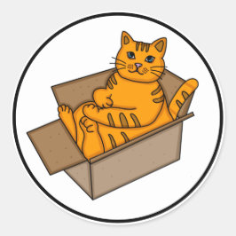 Orange Cat in einer Box Funny Runder Aufkleber