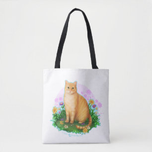 Orange Cat in the Flower Patch Tote Bag Tasche