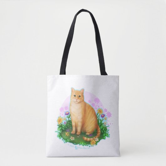 Orange Cat in the Flower Patch Tote Bag Tasche (Vorderseite)