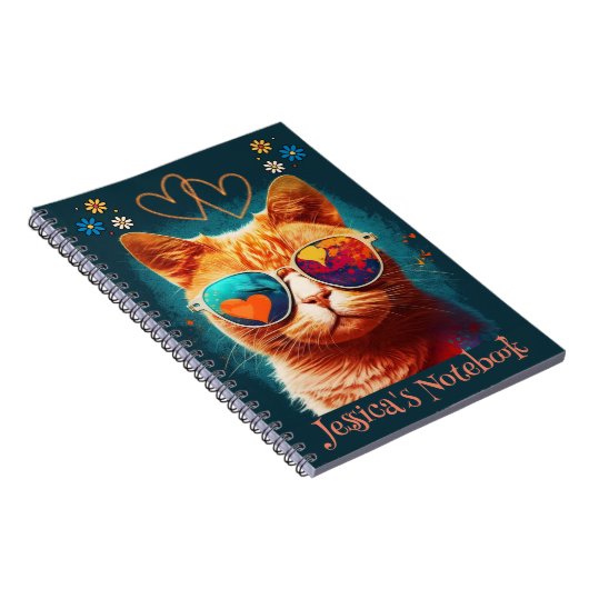 Orange Cat Individuelle Name Notebook Notizblock (Rechte Seite)