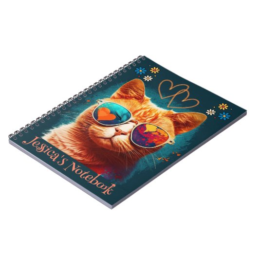 Orange Cat Individuelle Name Notebook Notizblock (Linke Seite)