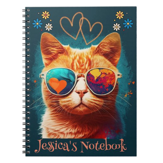 Orange Cat Individuelle Name Notebook Notizblock (Vorderseite)