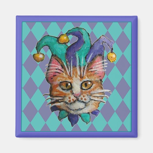 Orange Cat Jester Magnet (Vorne)