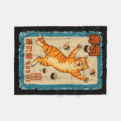 Orange Cat Jumng With Sushi Japanese Food Men Wome Fleecedecke (Vorderseite (Horizontal))