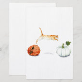 Orange Cat Jumping between Pumpkins Briefpapier (Vorne/Hinten)