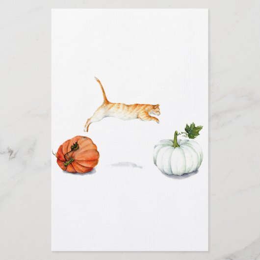 Orange Cat Jumping between Pumpkins Briefpapier (Vorderseite)