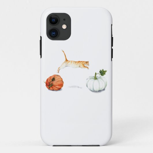 Orange Cat Jumping between Pumpkins Case-Mate iPhone Hülle (Rückseite)