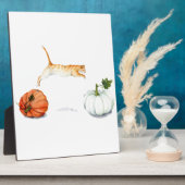 Orange Cat Jumping between Pumpkins Fotoplatte (Seite)
