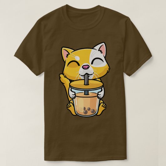 Orange Cat Kawaii Drinking Bubble Tee Milk Boba Me (Design vorne)