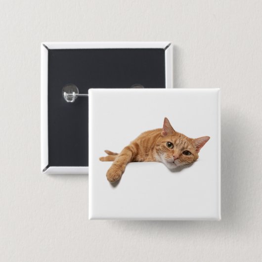 Orange Cat Lay Down Button (Vorne & Hinten)