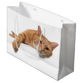 Orange Cat Lay Down Große Geschenktüte (Vorderseite Schrägansicht)