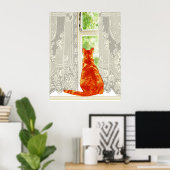 Orange Cat Looking out Window Traditionelle Kunst Poster (Heimbüro)
