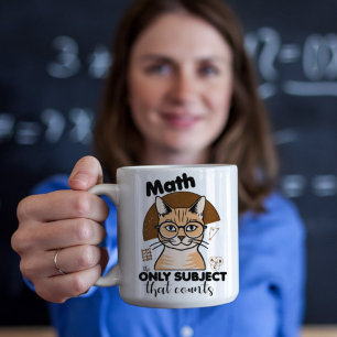 Orange Cat mit Math Teacher Sprichwort Kaffeetasse