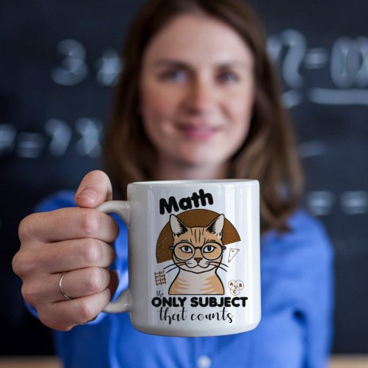 Orange Cat mit Math Teacher Sprichwort Kaffeetasse
