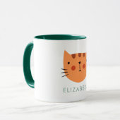 Orange Cat Niedlich Individuelle Name Tasse (Vorderseite Links)