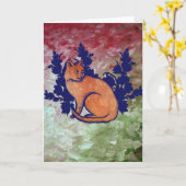 Orange Cat Painting Mister Wumps Karte (Gelbe Blume)