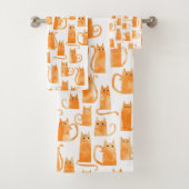 Orange Cat Pattern Badhandtuch Set (Insitu)