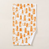 Orange Cat Pattern Badhandtuch Set (Handtuch)