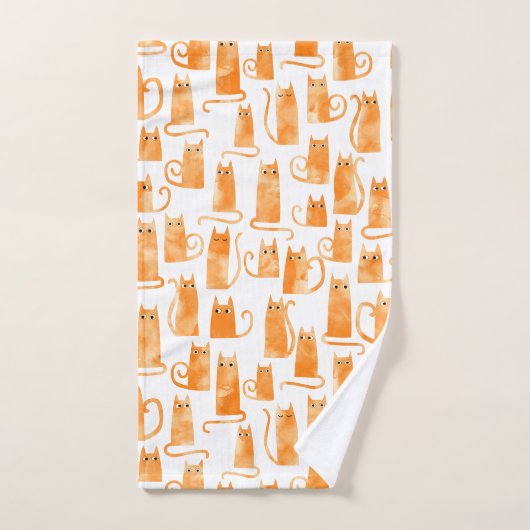 Orange Cat Pattern Badhandtuch Set (Handtuch)