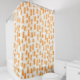 Orange Cat Pattern Duschvorhang