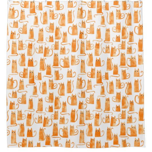 Orange Cat Pattern Duschvorhang (Vorderseite)