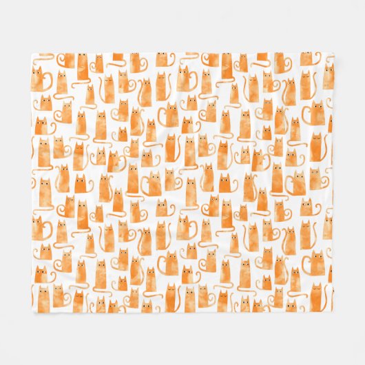 Orange Cat Pattern Fleecedecke (Vorderseite (Horizontal))
