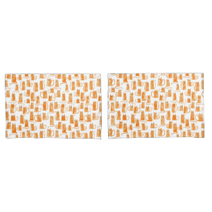 Orange Cat Pattern Kissenbezug